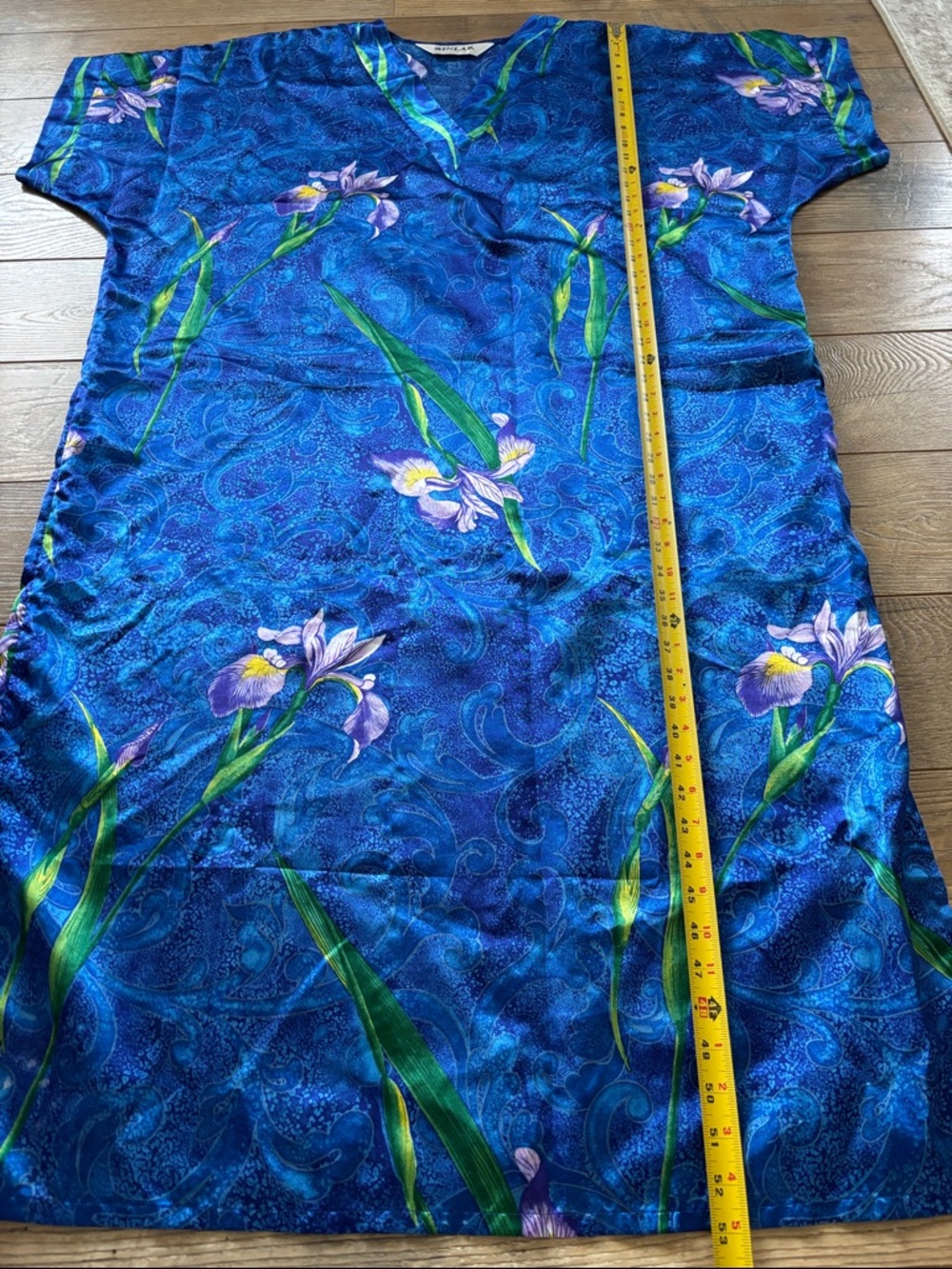 Vintage Winlar Women's Kaftan One Size Satin Floral Relaxed Colorful - Picture 5 of 7